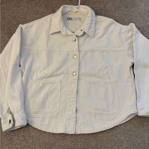 Zara Women's White Denim Jacket